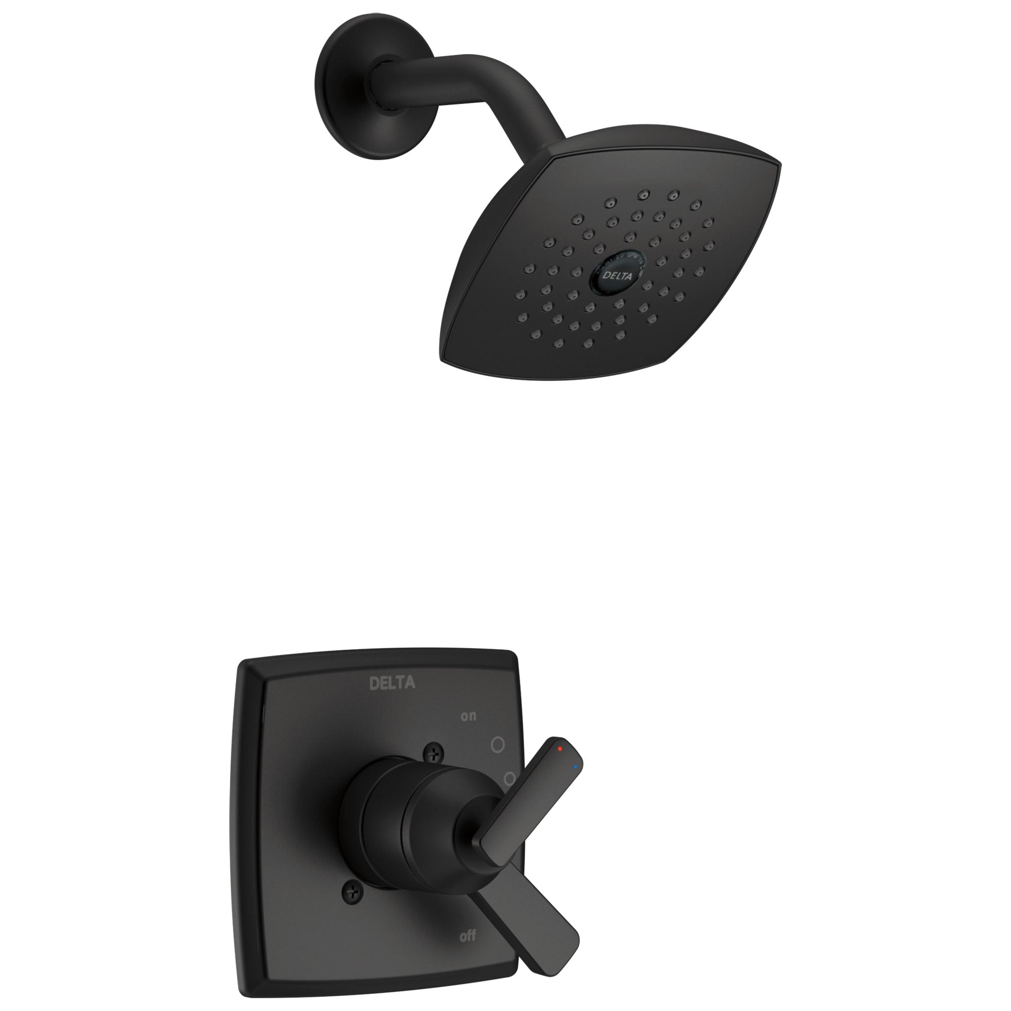 Delta Ashlyn Matte Black Finish Monitor 17 Series Shower only Faucet with Cartridge, Handles, and Rough-in Valve with Stops D3378V
