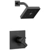 Delta Ara Collection Matte Black Finish Dual Water Pressure and Temperature Control Watersense Shower Only Faucet Includes Rough Valve without Stops D2327V