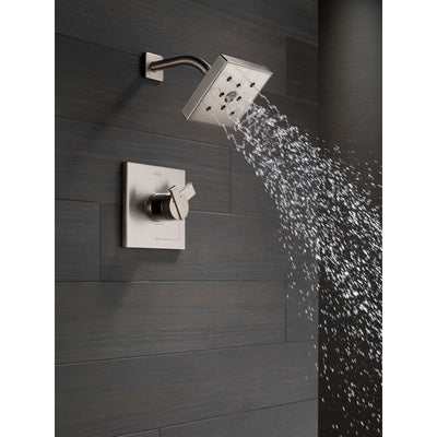 Delta Ara Modern Stainless Steel Finish H2Okinetic Shower Only Faucet with Dual Temperature and Pressure Control INCLUDES Rough-in Valve with Stops D1131V
