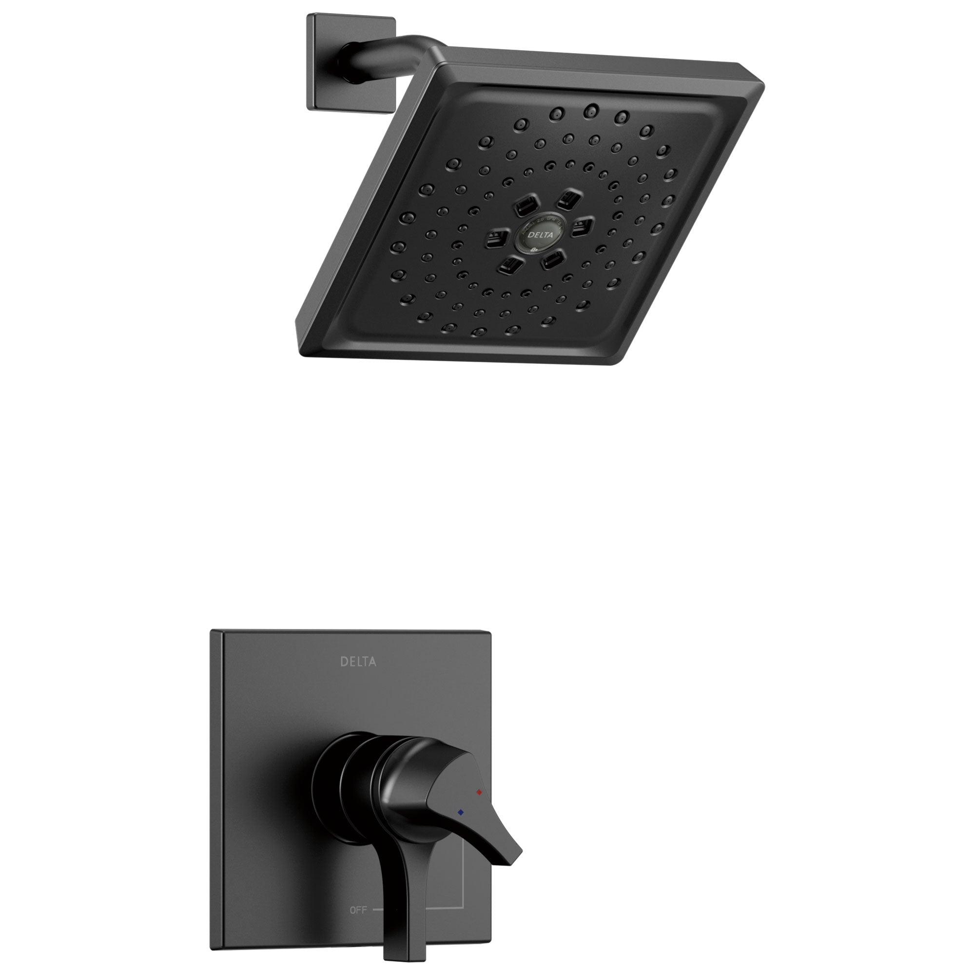 Delta Zura Matte Black Finish Monitor 17 Series H2Okinetic Shower Only Faucet with Handles, Cartridge, and Valve without Stops D3373V