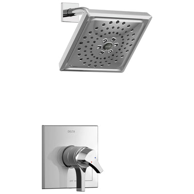 Delta Zura Collection Chrome Modern Monitor 17 Dual Temperature and Pressure Shower only Faucet Control Handle Includes Trim Kit and Valve without Stops D1970V