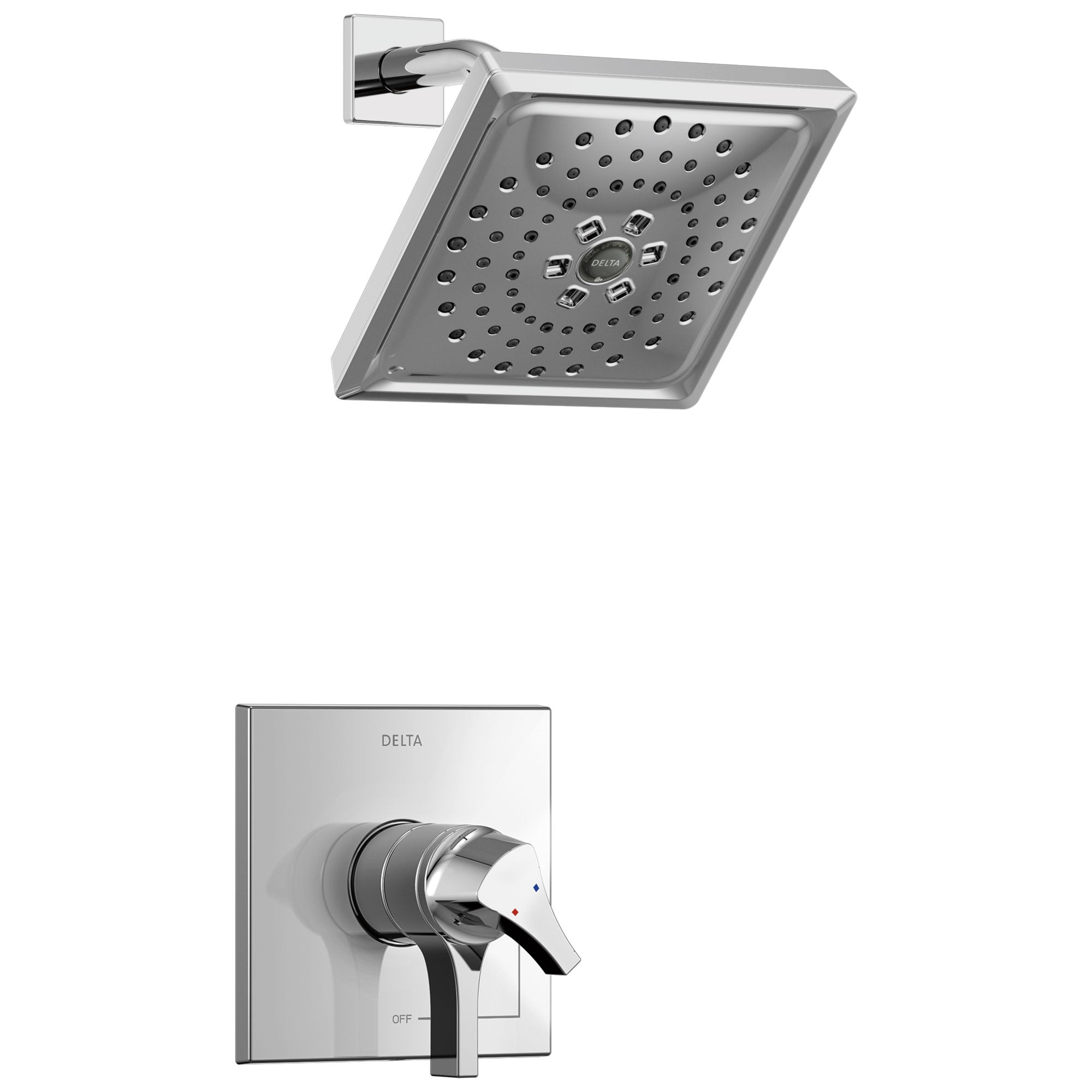 Delta Zura Collection Chrome Modern Monitor 17 Dual Temperature and Pressure Shower only Faucet Control Handle Trim (Valve Sold Separately) 743927