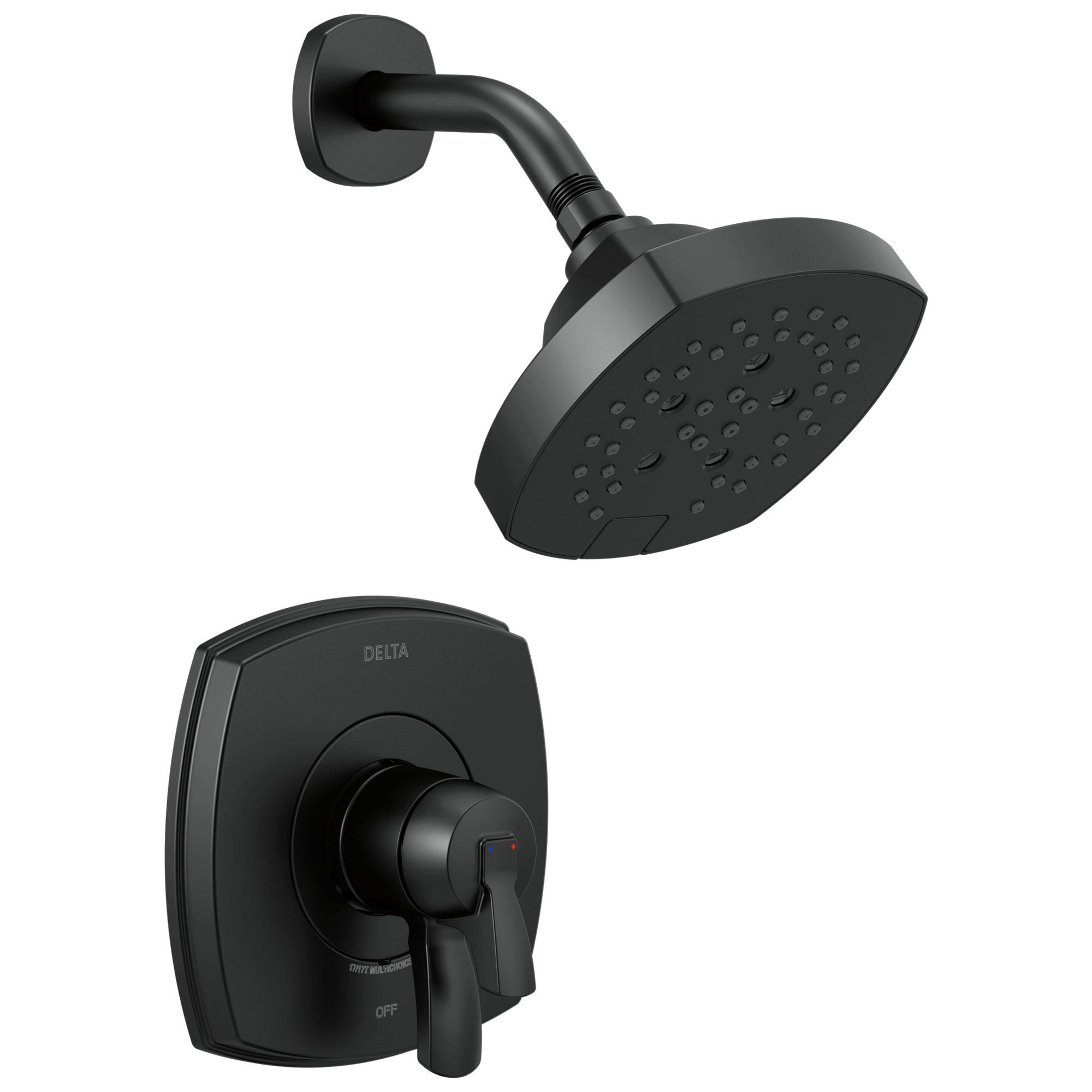 Delta Stryke Matte Black Finish Monitor 17 Series Shower Only Faucet Includes Handles, Cartridge, and Valve with Stops D3368V