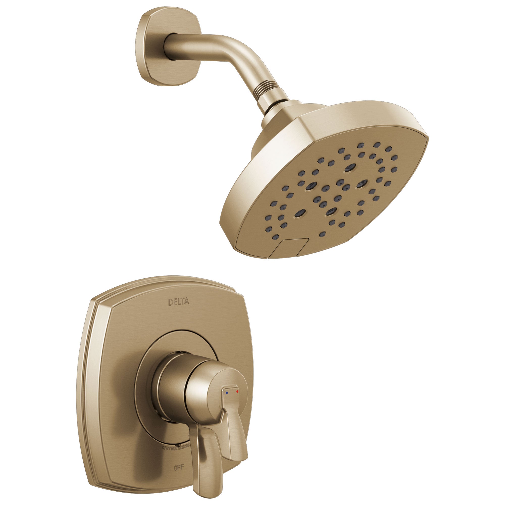 Delta Stryke Champagne Bronze Finish Monitor 17 Series Shower Only Faucet Includes Handles, Cartridge, and Valve with Stops D3366V