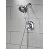 Delta Linden Collection Chrome Monitor 17 Dual Control Shower only Faucet with Handspray and Showerhead Combo Includes Rough Valve with Stops D2324V