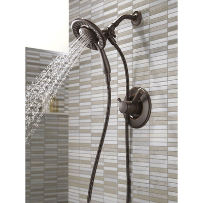 Delta Linden Collection Venetian Bronze Dual Control Shower only Faucet with Handspray and Showerhead Combo Includes Trim Kit and Rough Valve without Stops D2319V