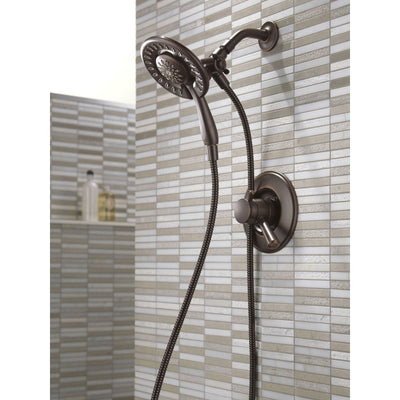 Delta Linden Collection Venetian Bronze Dual Control Shower only Faucet with Handspray and Showerhead Combo Includes Trim Kit and Rough Valve with Stops D2320V
