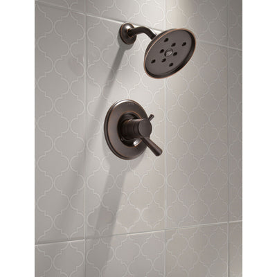 Delta Linden Venetian Bronze Shower only Faucet with Separate Temperature and Pressure Control Handles Includes Trim Kit and Rough Valve without Stops D2321V