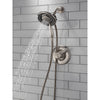 Delta Linden Stainless Steel Finish Dual Control Shower only Faucet with Handspray and Showerhead Combo Includes Trim Kit and Rough Valve without Stops D2315V