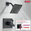 Delta Pivotal Modern Matte Black Finish H2Okinetic Shower only Faucet Includes 17 Series Cartridge, Handles, and Valve with Stops D3360V
