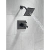 Delta Pivotal Modern Matte Black Finish H2Okinetic Shower only Faucet Includes 17 Series Cartridge, Handles, and Valve with Stops D3360V
