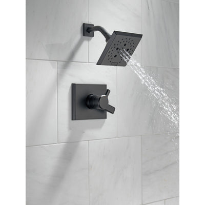 Delta Pivotal Modern Matte Black Finish H2Okinetic Shower only Faucet Includes 17 Series Cartridge, Handles, and Valve without Stops D3359V