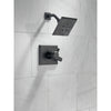 Delta Pivotal Modern Matte Black Finish H2Okinetic Shower only Faucet Includes 17 Series Cartridge, Handles, and Valve without Stops D3359V