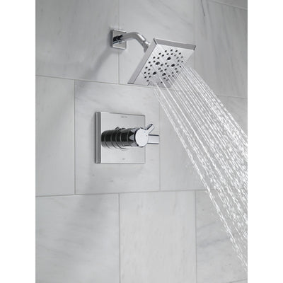 Delta Pivotal Modern Chrome Finish H2Okinetic Shower only Faucet Includes 17 Series Cartridge, Handles, and Valve with Stops D3362V