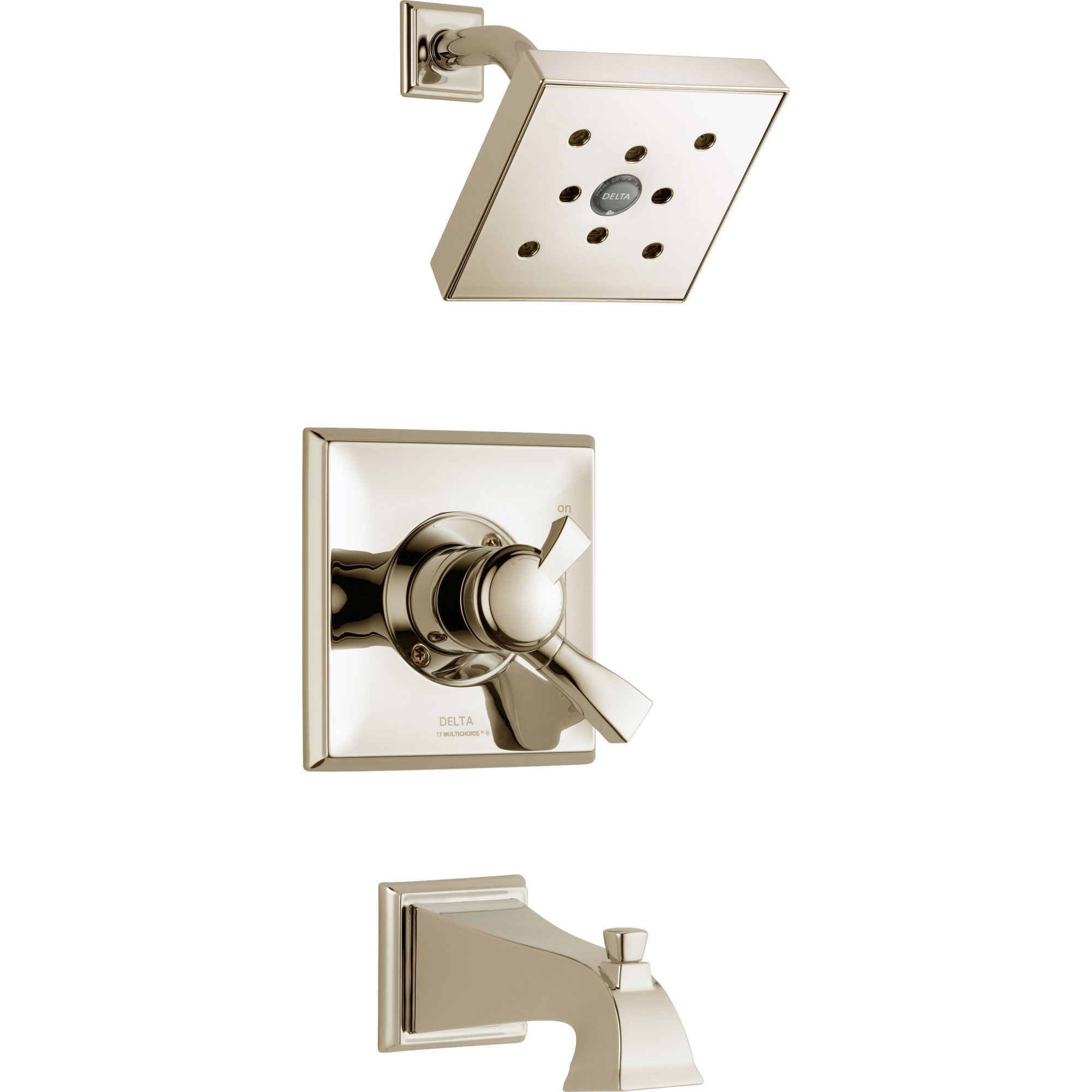 Delta Dryden Modern Polished Nickel Finish H2Okinetic Tub and Shower Faucet Combination with Dual Temperature and Pressure Control INCLUDES Rough-in Valve D1126V