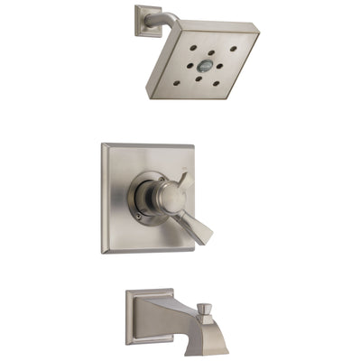 Delta Dryden Stainless Steel Finish Monitor 17 Water Efficient Dual Control Tub and Shower Combination Includes Trim Kit and Rough Valve with Stops D2308V