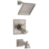 Delta Dryden Stainless Steel Finish Dual Temp and Pressure Control Modern Square Shower and Tub Combination Includes Trim Kit and Rough Valve with Stops D2310V