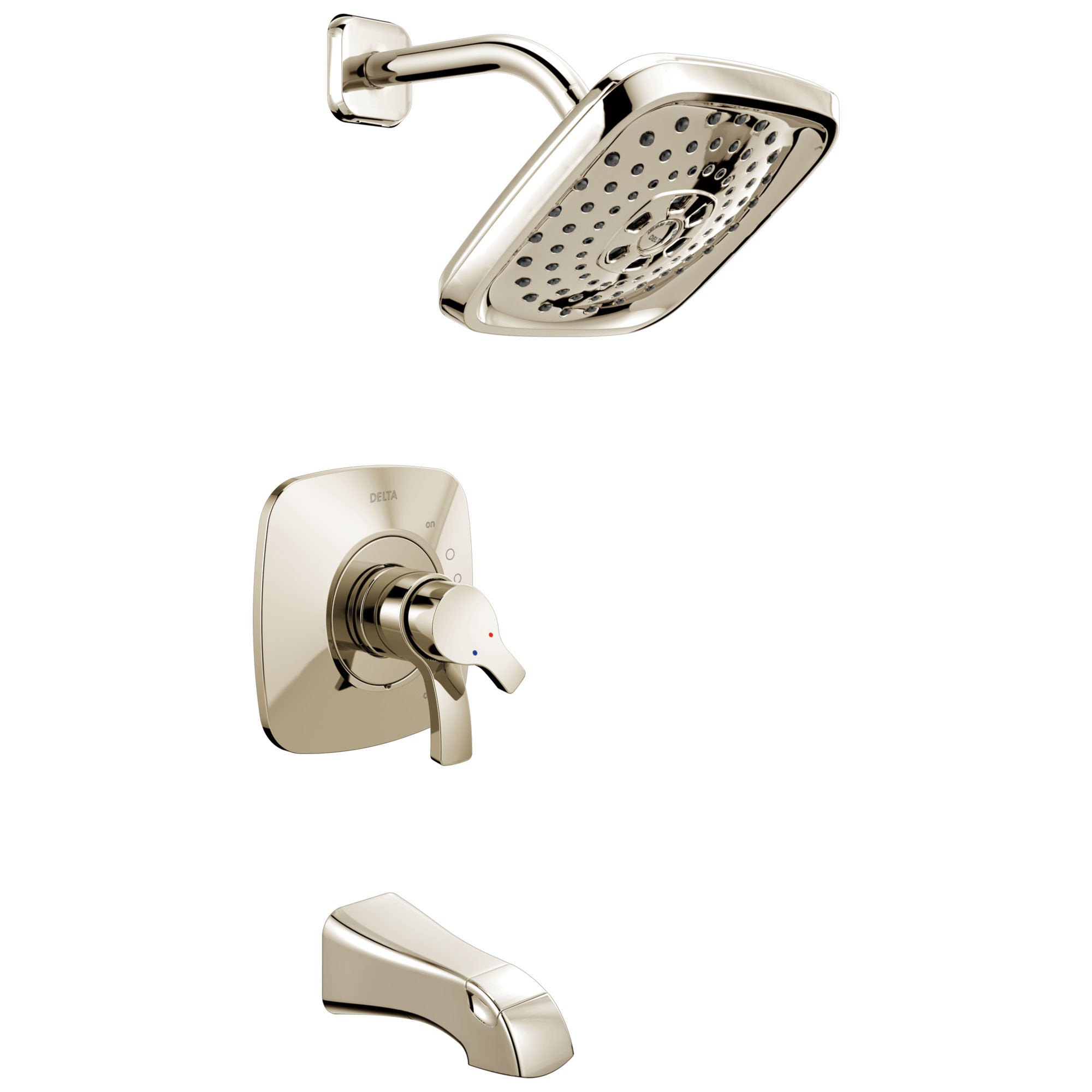 Delta Tesla Collection Polished Nickel Modern Dual Pressure and Temperature Control Tub and Shower Combination Faucet Includes Valve without Stops D1962V