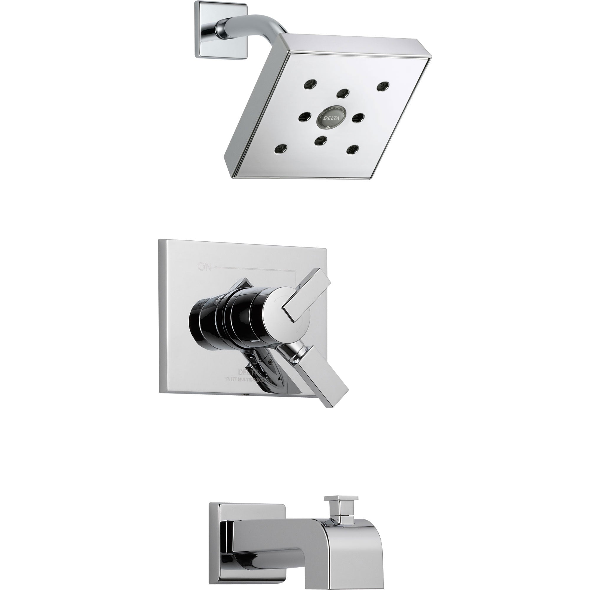 Delta Vero Chrome Modern Square Dual Control Tub and Shower Faucet Trim 521951
