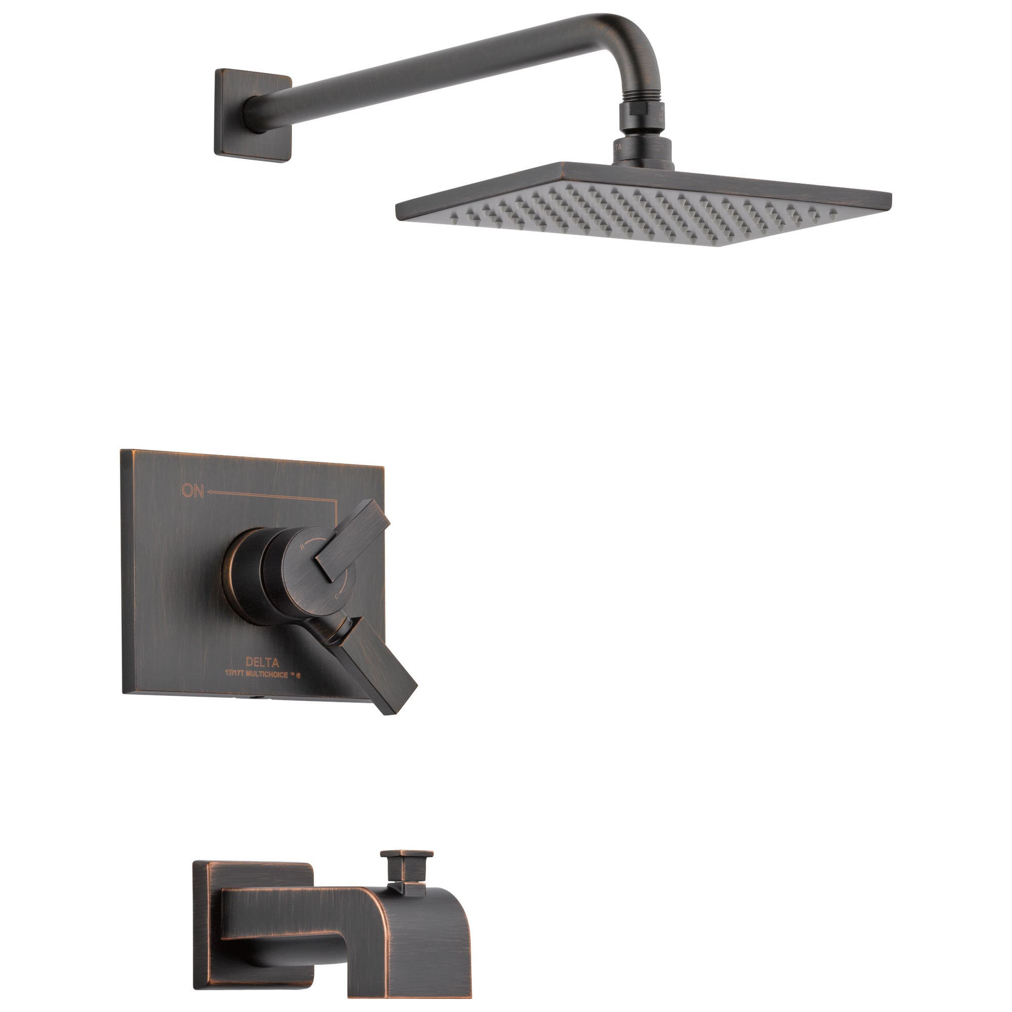 Delta Vero Venetian Bronze Finish Water Efficient Tub & Shower Combo Faucet Includes 17 Series Cartridge, Handles, and Valve with Stops D3346V