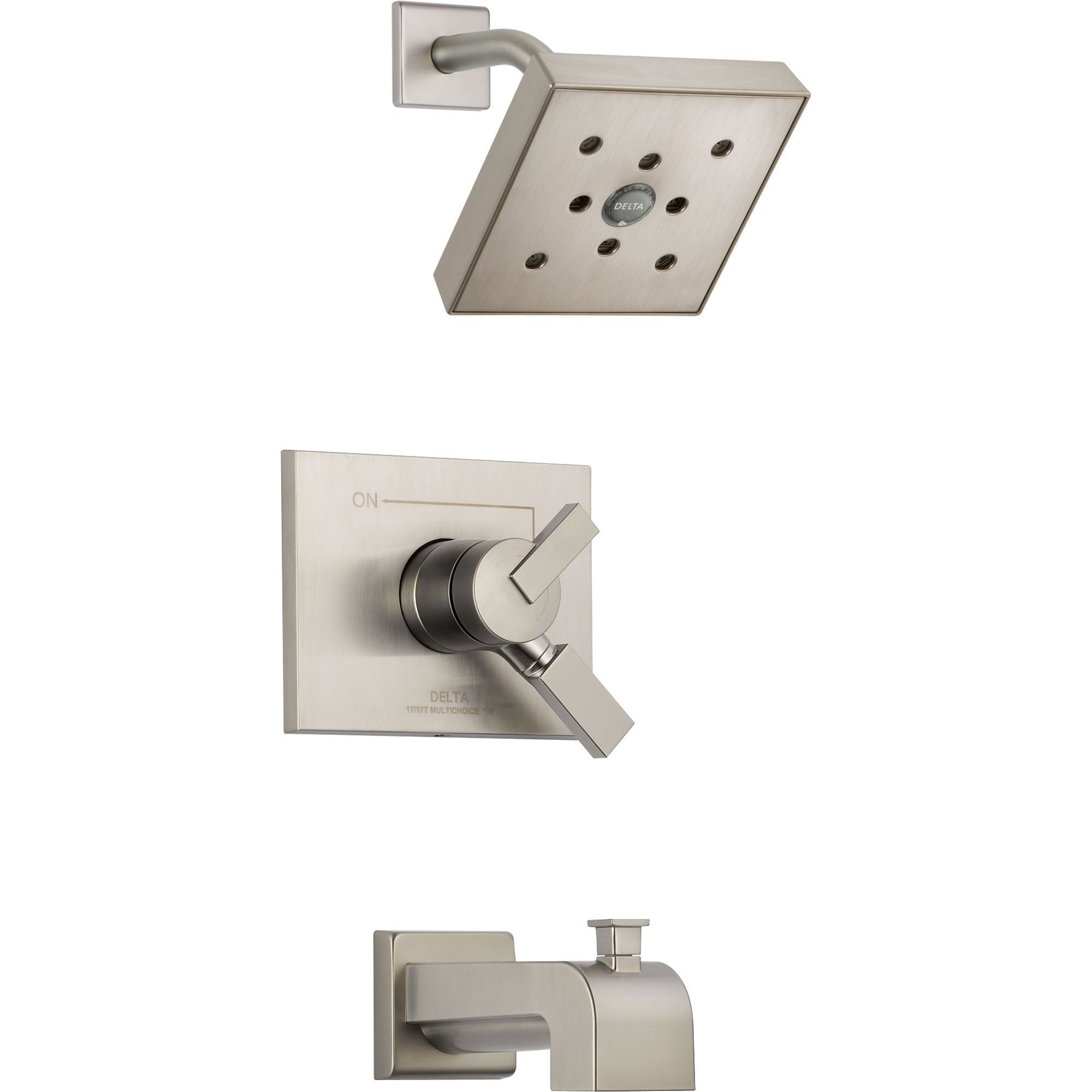 Delta Vero Stainless Steel Finish Two Control Tub and Shower with Valve D385V