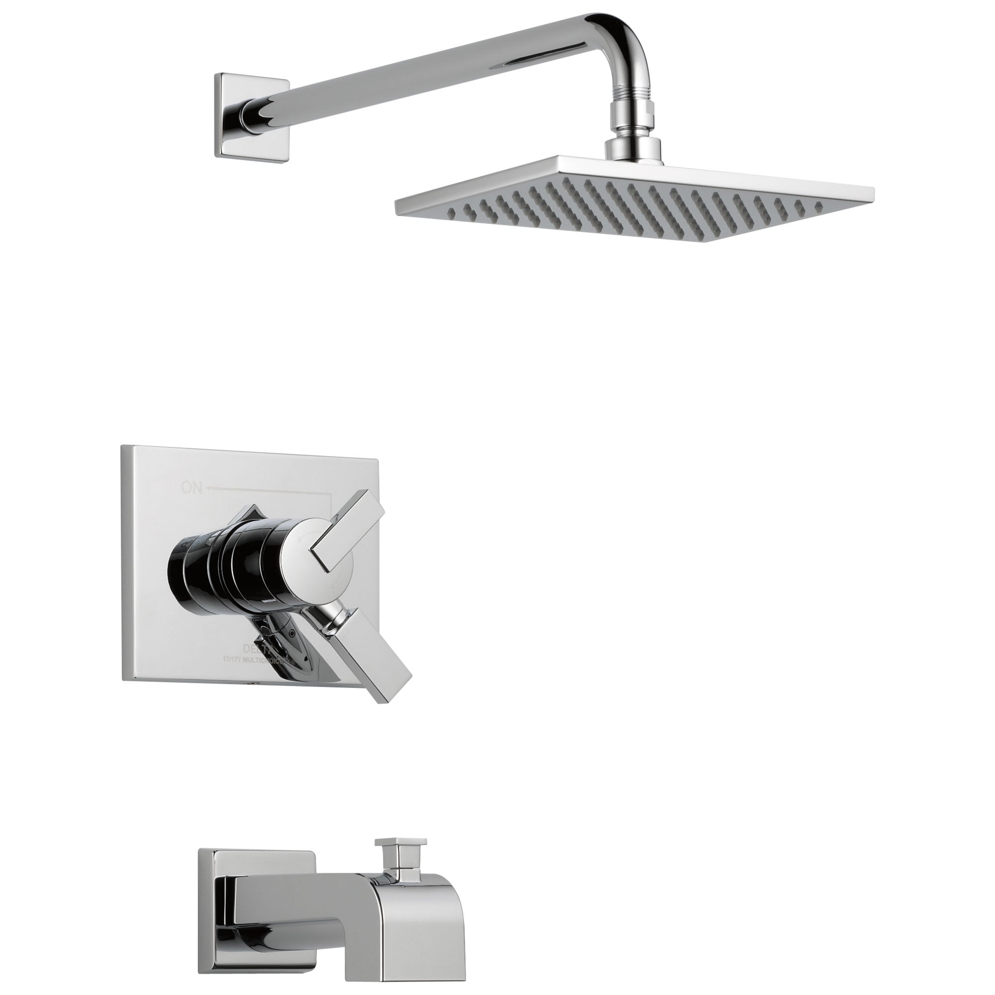 Delta Vero Chrome Finish Water Efficient Tub & Shower Combo Faucet Includes Monitor 17 Series Cartridge, Handles, and Valve without Stops D3341V