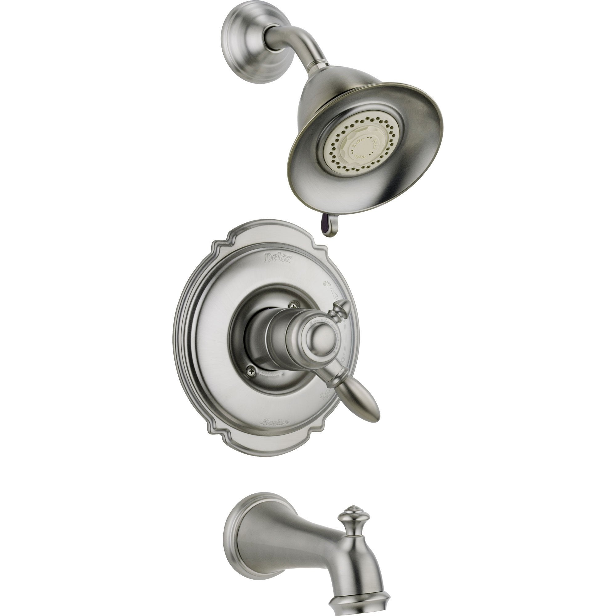 Delta Victorian Stainless Steel Finish Tub and Shower Faucet with Valve D392V
