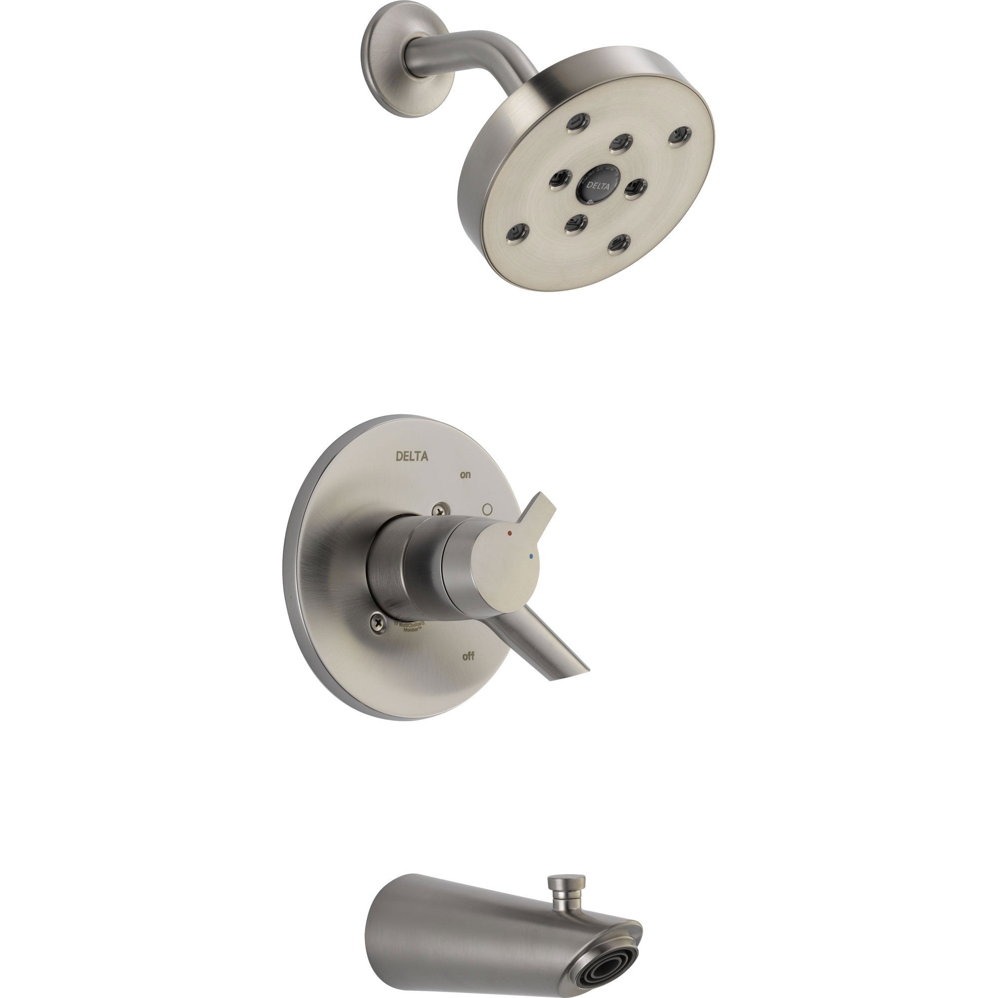 Delta Compel Stainless Steel Finish Modern Tub & Shower Combo with Valve D465V