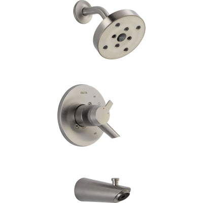 Delta Compel Stainless Steel Finish Modern Tub & Shower Combo with Valve D398V