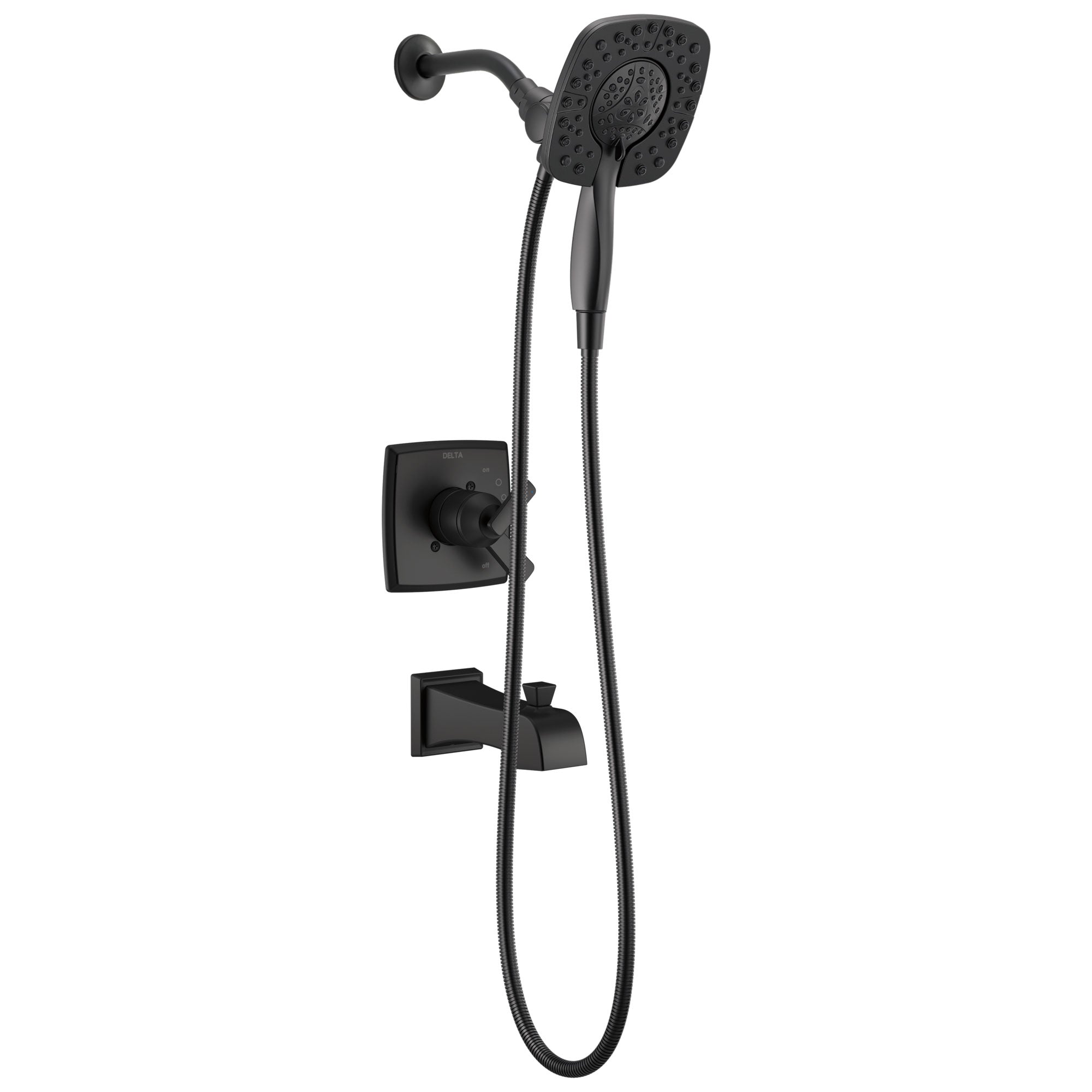 Delta Ashlyn Matte Black Finish Monitor 17 Series In2ition Showerhead/Hand Shower and Tub Spout Combo Trim Kit (Requires Valve) DT17464BLI