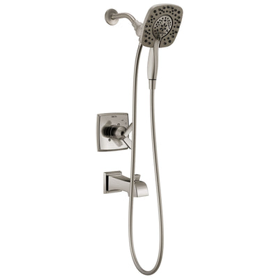 Delta Ashlyn Stainless Steel Finish Monitor 17 Series Tub and Shower Combo Faucet with In2ition Two-in-One Hand Shower Spray INCLUDES Rough-in Valve D1114V