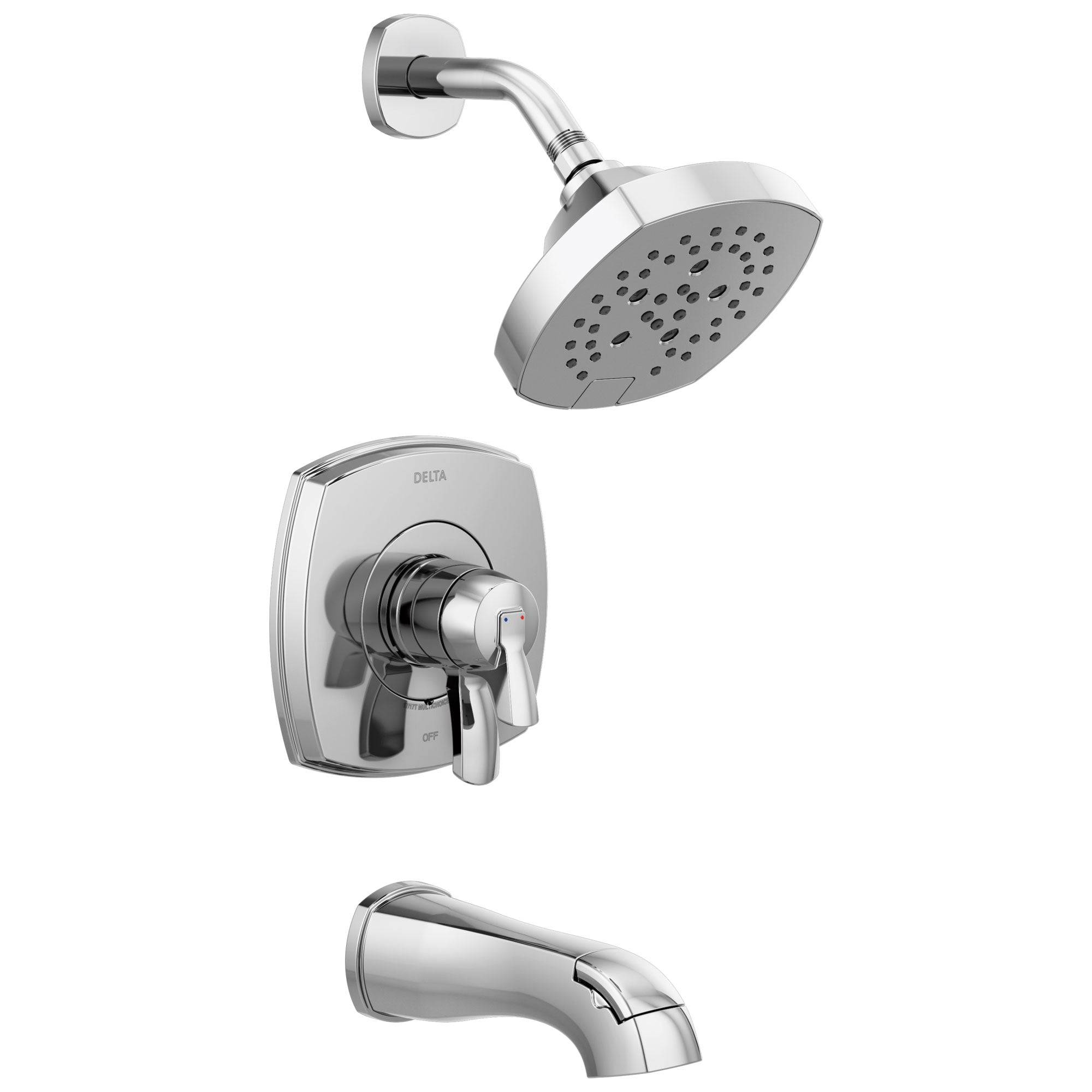 Delta Stryke Chrome Finish 17 Series Tub and Shower Combo Faucet Includes Handles, Cartridge, and Rough Valve with Stops D3336V