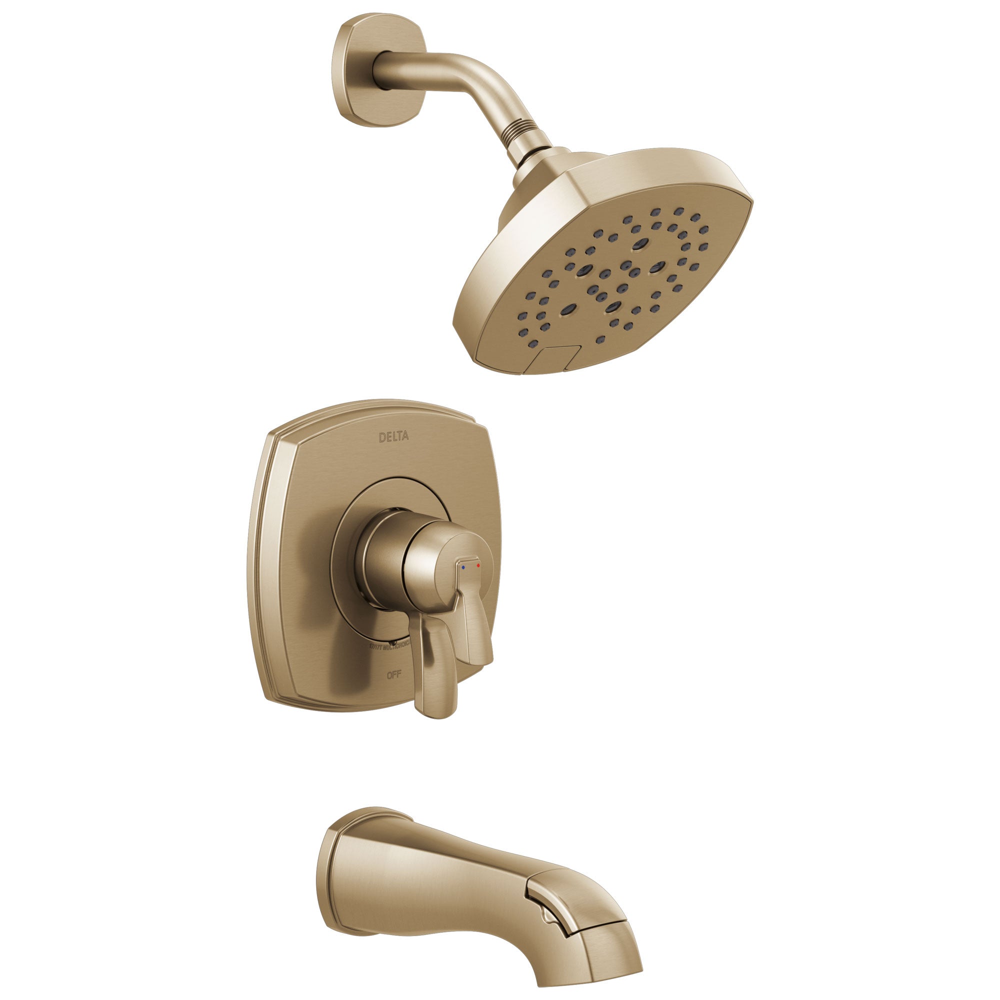 Delta Stryke Champagne Bronze Finish 17 Series Tub and Shower Combo Faucet Includes Handles, Cartridge, and Rough Valve without Stops D3331V