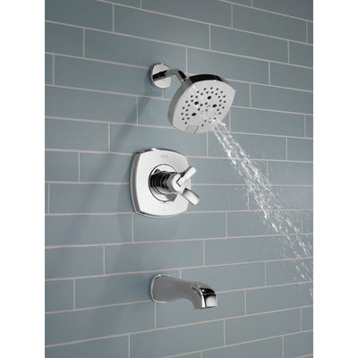 Delta Stryke Chrome Finish 17 Series Tub and Shower Combo Faucet Includes Handles, Cartridge, and Rough Valve without Stops D3335V