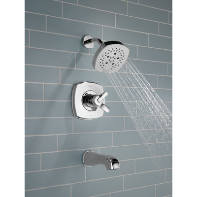 Delta Stryke Chrome Finish 17 Series Tub and Shower Combo Faucet Includes Handles, Cartridge, and Rough Valve with Stops D3336V