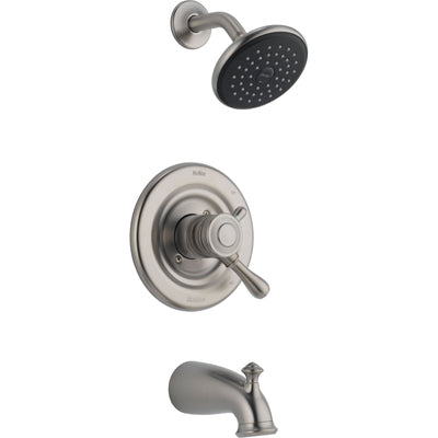 Delta Leland Stainless Steel Finish Dual Control Tub and Shower with Valve D470V