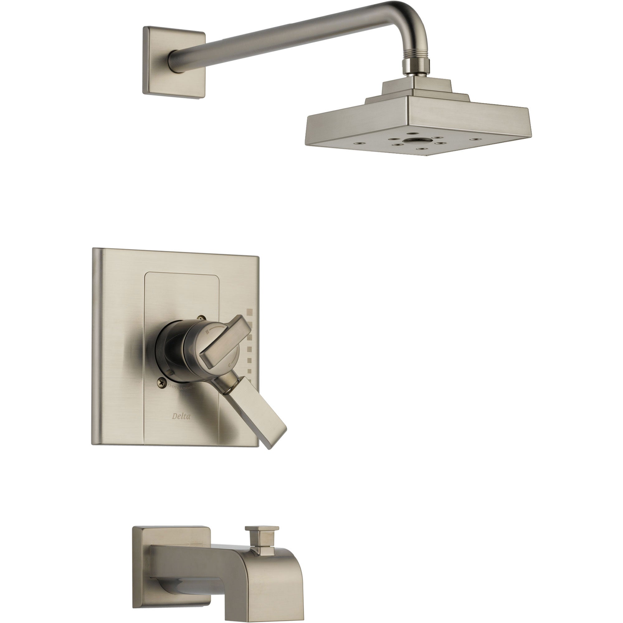 Delta Arzo Stainless Steel Finish Modern Tub and Shower Combo Trim Kit 550120