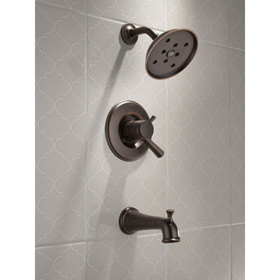 Delta Linden Collection Venetian Bronze Monitor 17 Series H2Okinetic Tub and Shower Combination Faucet Includes Rough Valve without Stops D2289V