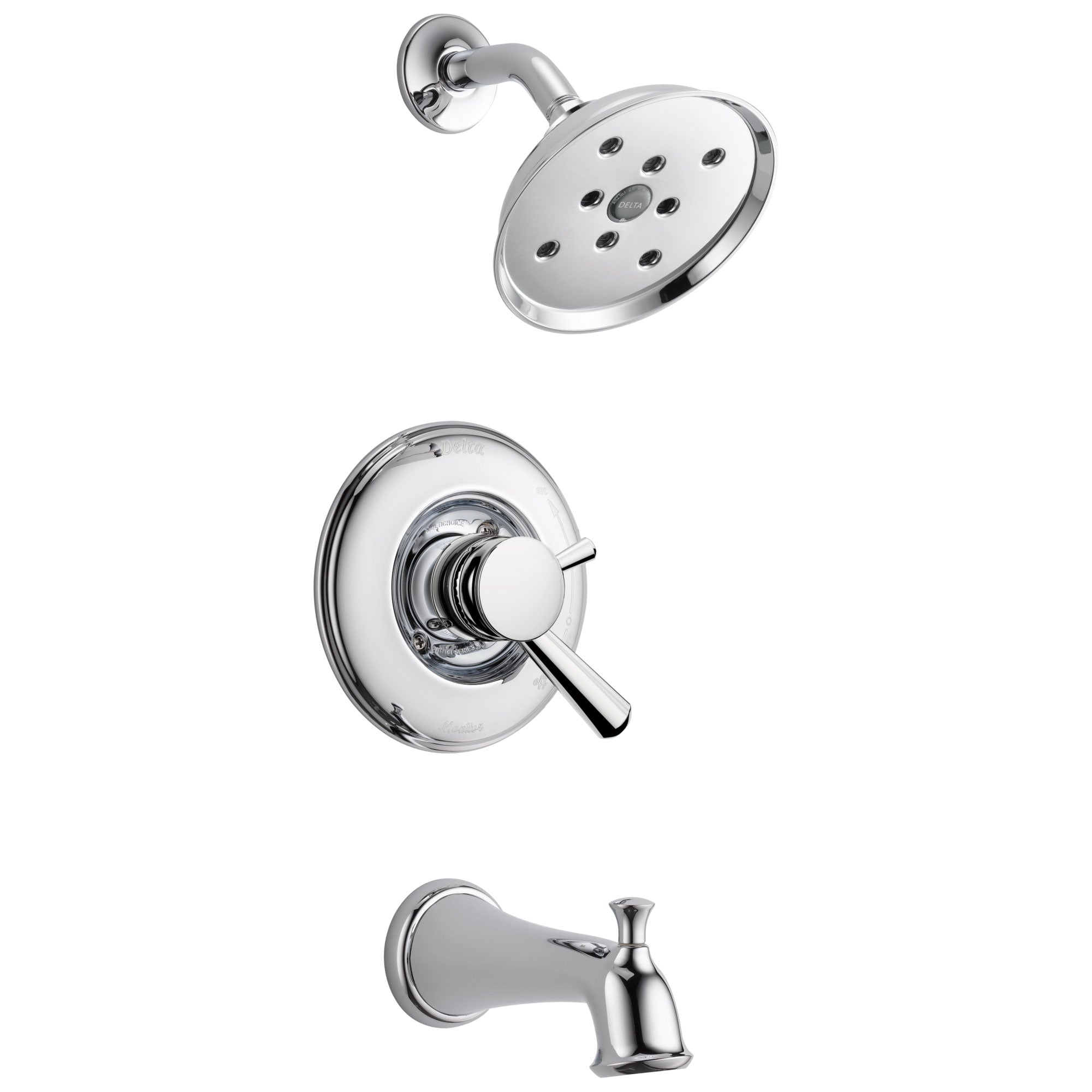 Delta Linden Collection Chrome Finish Monitor 17 Series H2Okinetic Tub and Shower Combination Faucet Includes Rough Valve with Stops D2294V