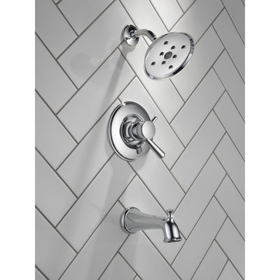 Delta Linden Collection Chrome Finish Monitor 17 Series H2Okinetic Tub and Shower Combination Faucet Includes Rough Valve with Stops D2294V