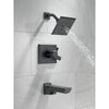 Delta Pivotal Matte Black Finish Monitor 17 Series H2Okinetic Tub and Shower Combination Faucet Trim Kit (Requires Valve) DT17499BL