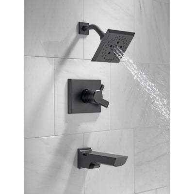 Delta Pivotal Matte Black Finish Monitor 17 Series H2Okinetic Tub and Shower Combination Faucet Trim Kit (Requires Valve) DT17499BL