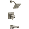 Delta Pivotal Stainless Steel Finish H2Okinetic Tub and Shower Combination Faucet Includes Cartridge, Handles, and Valve without Stops D3321V