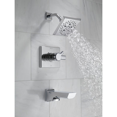 Delta Pivotal Chrome Finish H2Okinetic Tub and Shower Combination Faucet Includes 17 Series Cartridge, Handles, and Valve without Stops D3327V