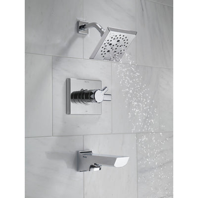 Delta Pivotal Chrome Finish H2Okinetic Tub and Shower Combination Faucet Includes 17 Series Cartridge, Handles, and Valve without Stops D3327V