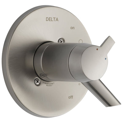 Delta Compel Collection Stainless Steel Finish Thermostatic Dual Temperature and Pressure Control Handle Valve Only Includes Rough Valve with Stops D2268V