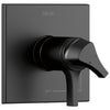 Delta Zura Matte Black Finish Thermostatic Shower Faucet Control Only Includes 17T Cartridge, Handles, and Valve without Stops D3319V