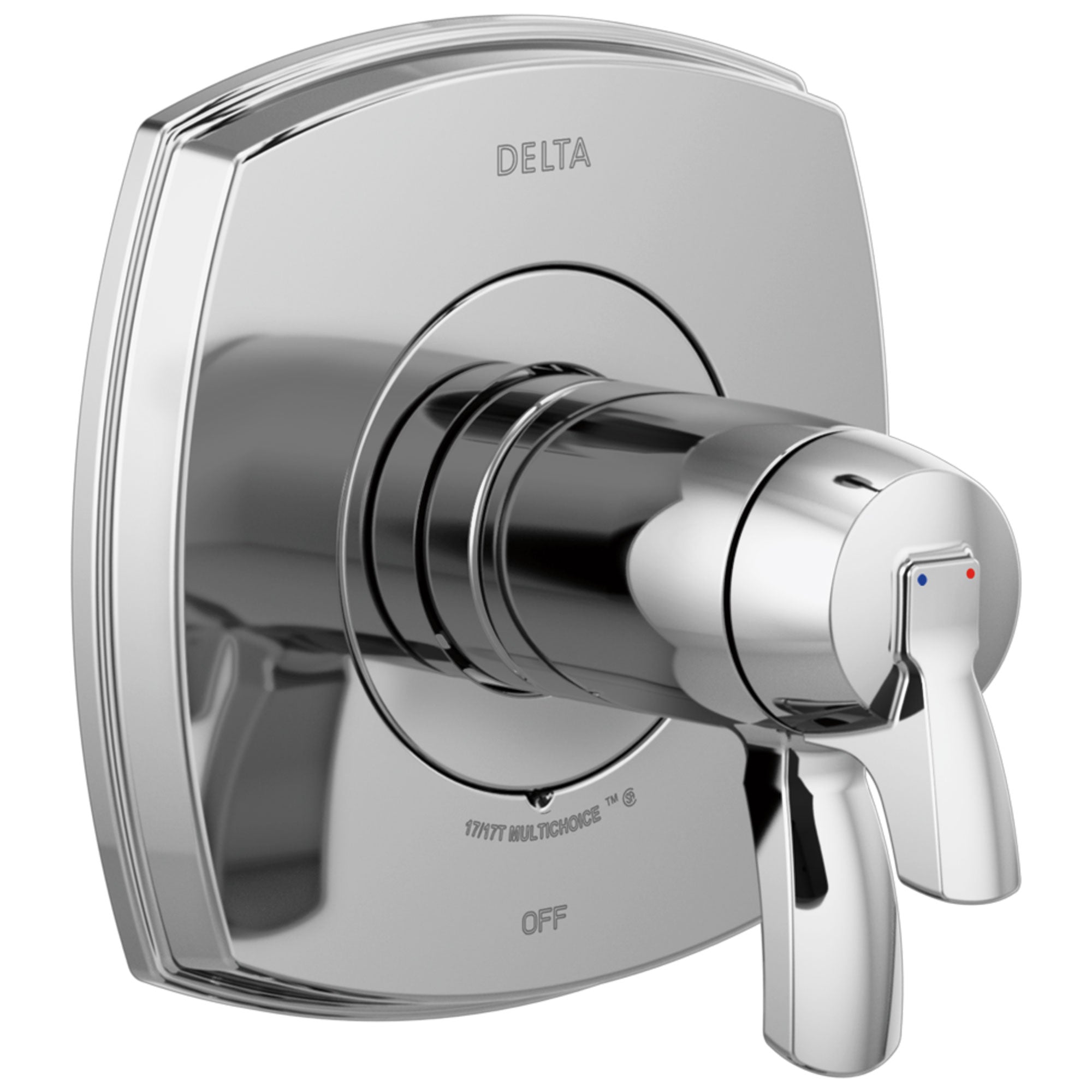 Delta Stryke Chrome Finish Thermostatic Shower Faucet Control Includes 17T Cartridge, Handles, and Valve without Stops D3315V