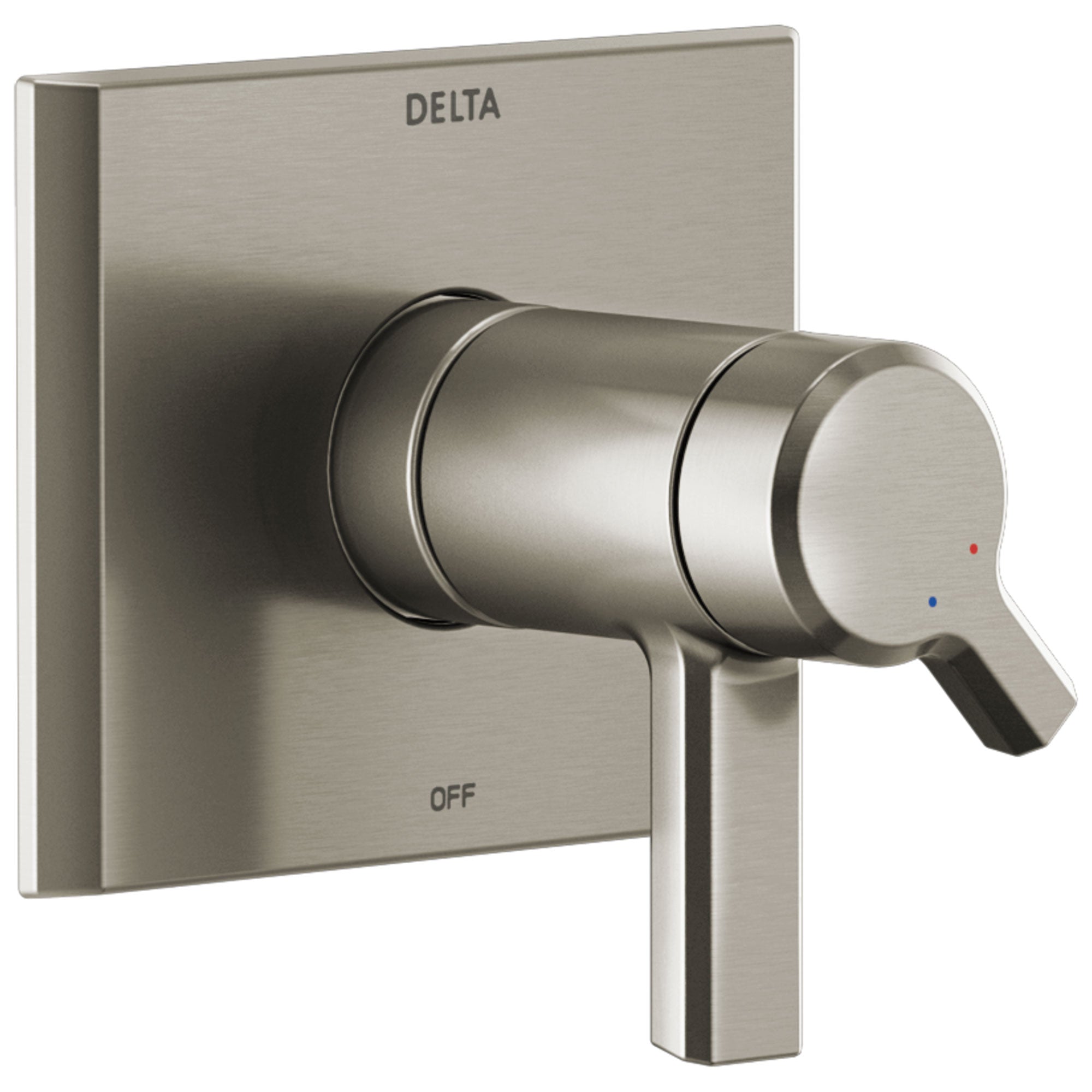 Delta Pivotal Stainless Steel Finish Thermostatic Shower Faucet Dual Handle Control Includes 17T Cartridge, Handles, and Valve without Stops D3301V