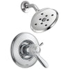 Delta Lahara Chrome Finish H2OKinetic Thermostatic Shower only Faucet with Handles, 17T Cartridge, and Rough-in Valve with Stops D3300V